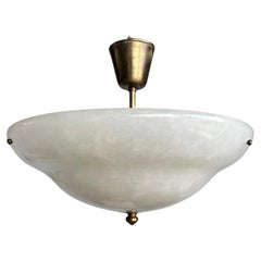 Large D. 19.5Ø & Alabaster blanc pur Art Deco Style Flush Mount / Suspension Light