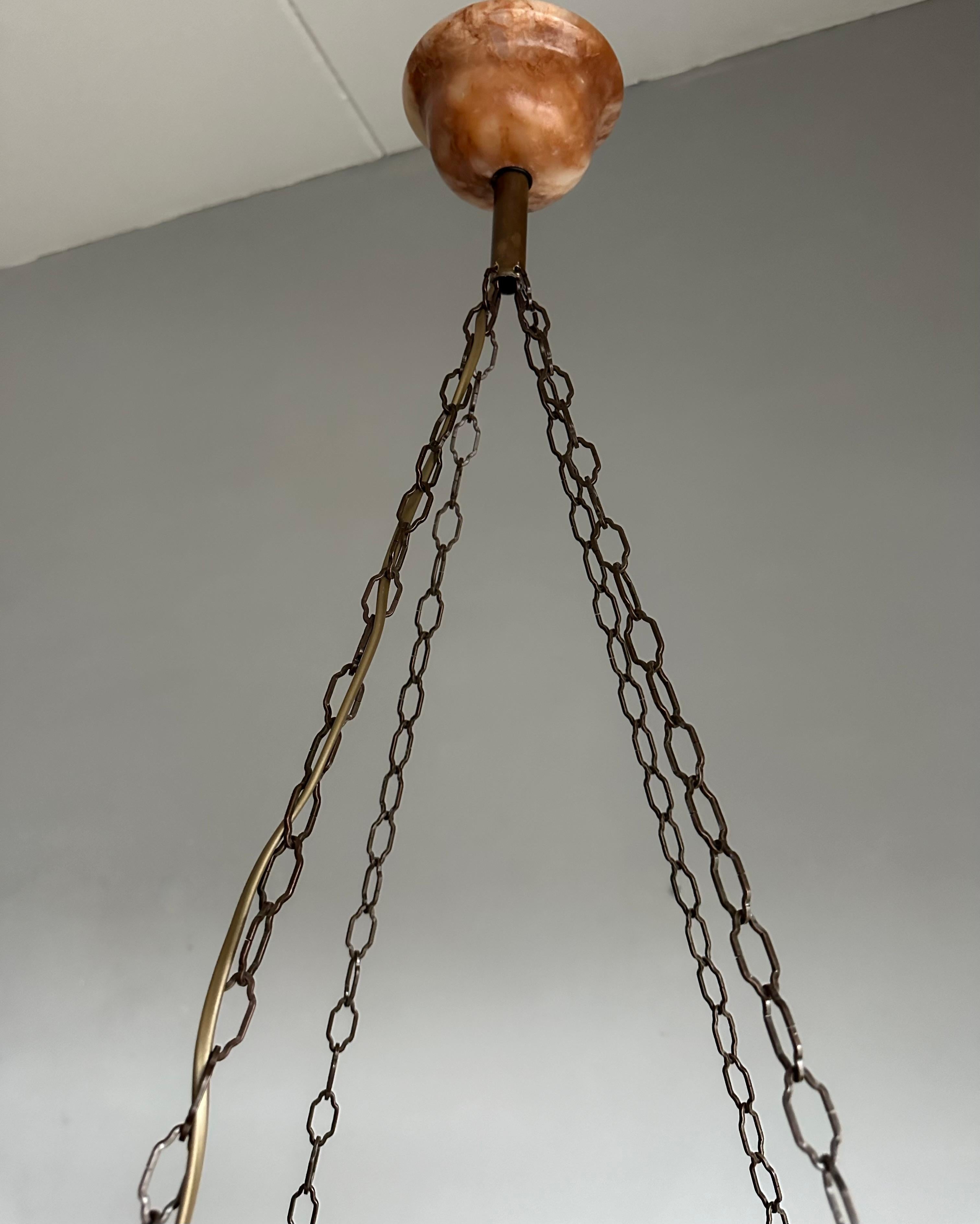 Lampada a sospensione in alabastro antico grande D. A. 19,7Ø
