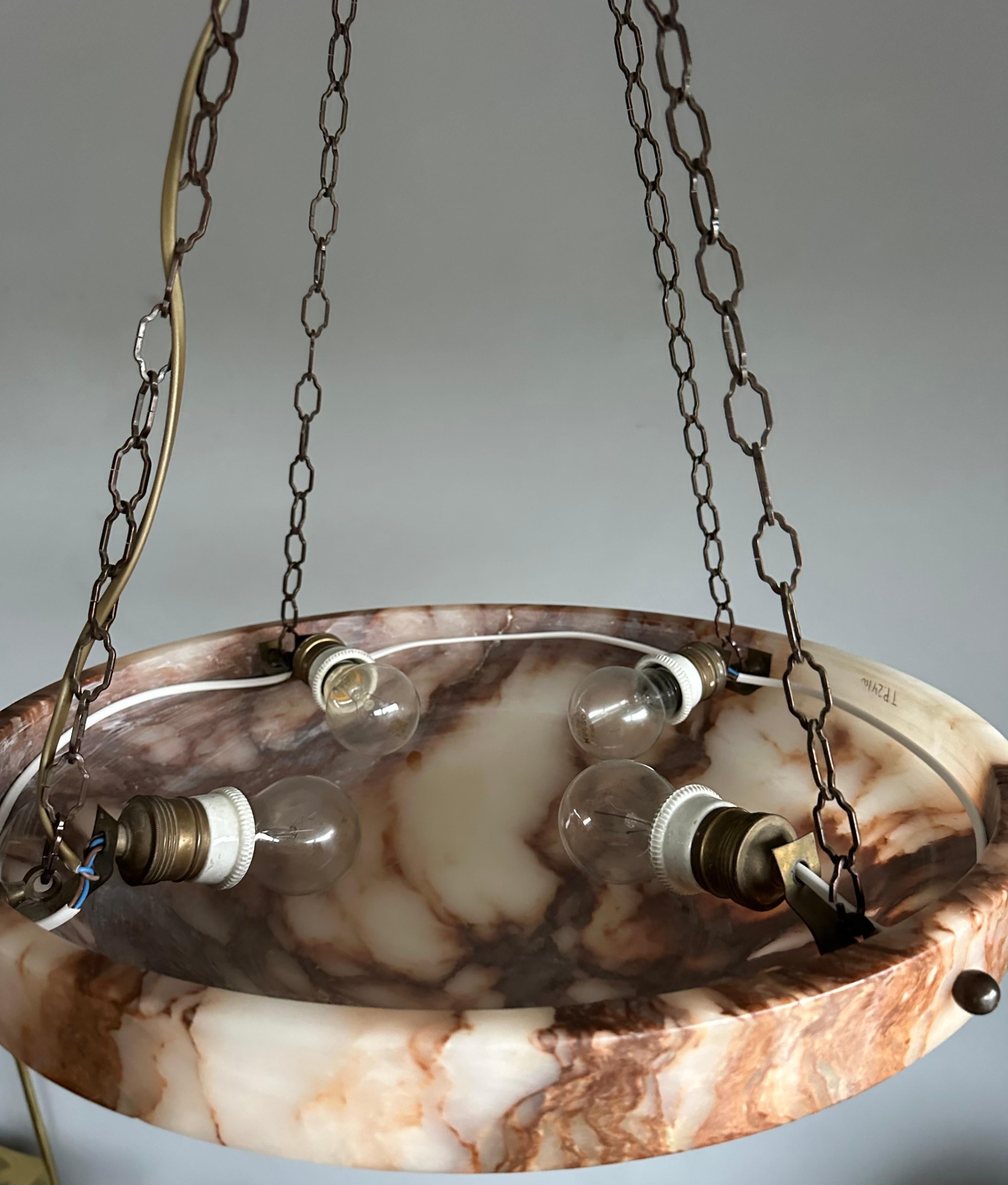 Lampada a sospensione in alabastro antico grande D. A. 19,7Ø