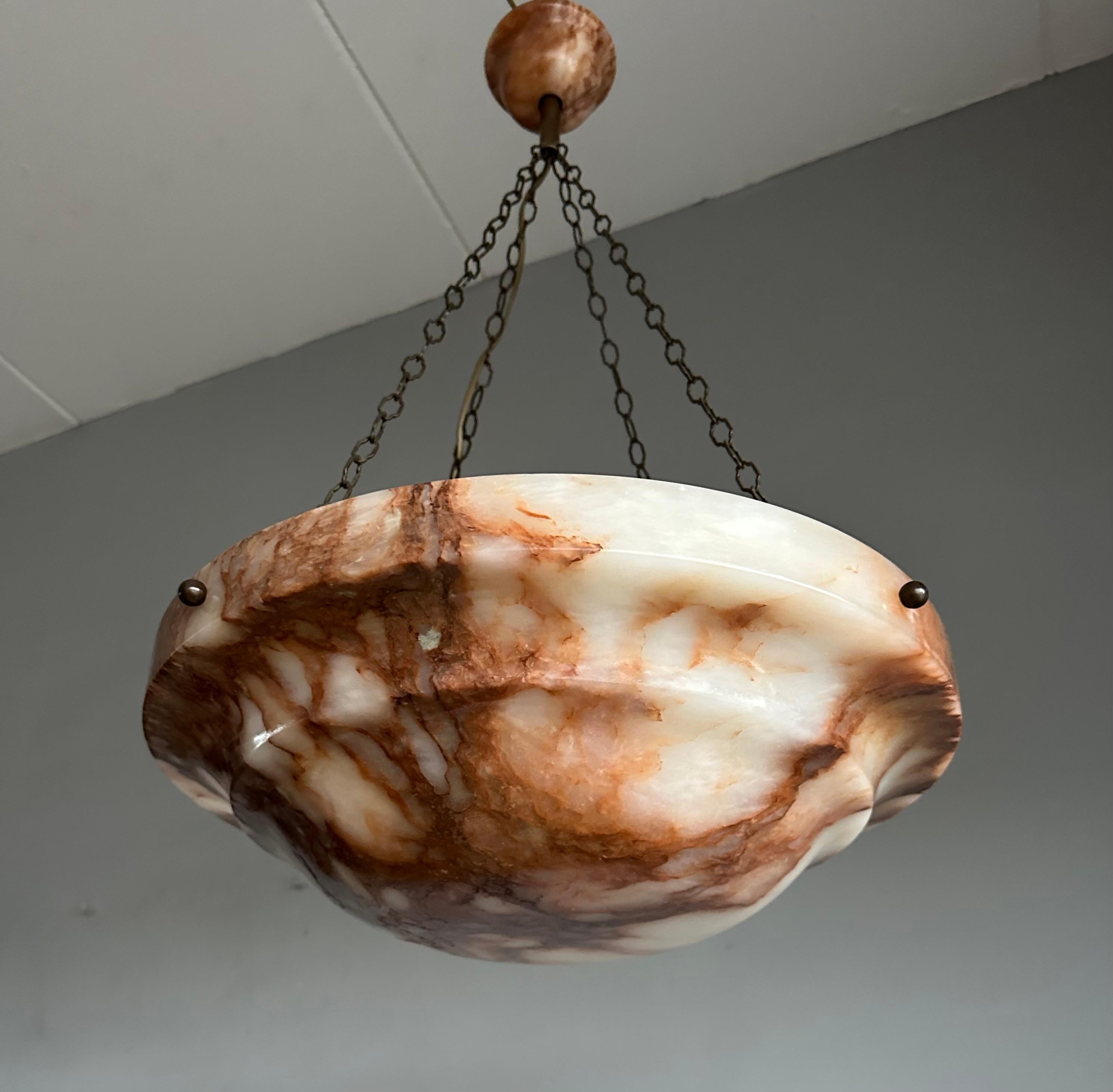 Lampada a sospensione in alabastro antico grande D. A. 19,7Ø