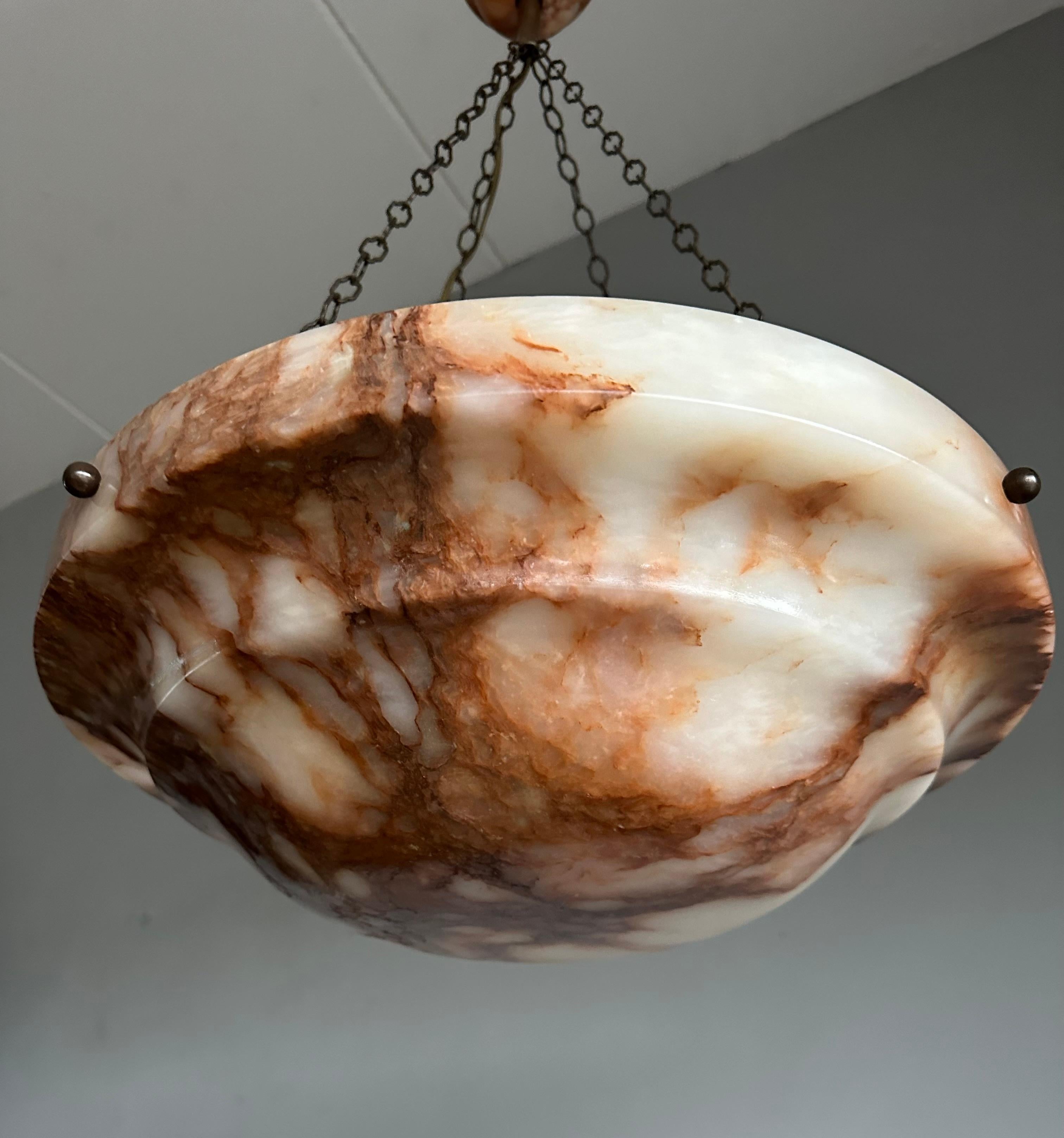 Lampada a sospensione in alabastro antico grande D. A. 19,7Ø