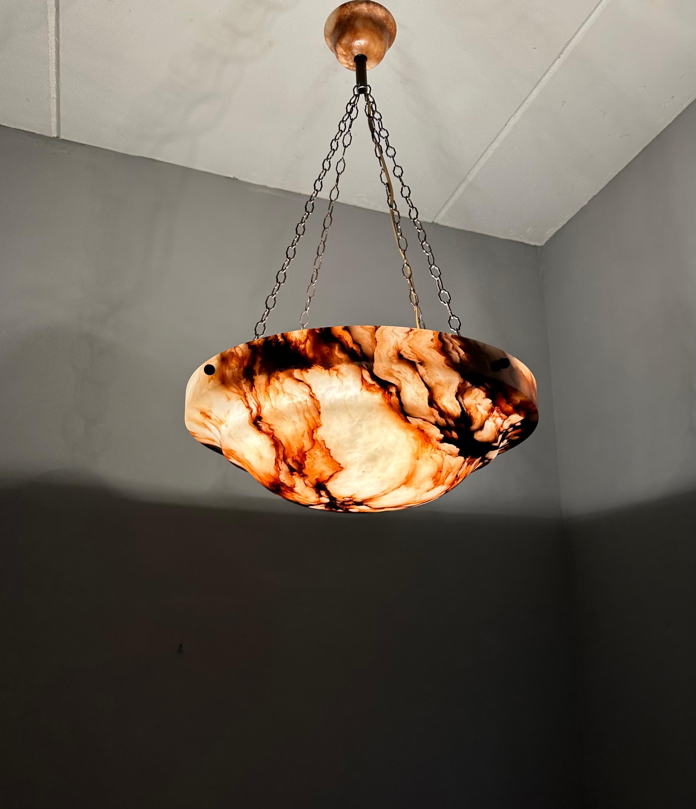 Lampada a sospensione in alabastro antico grande D. A. 19,7Ø