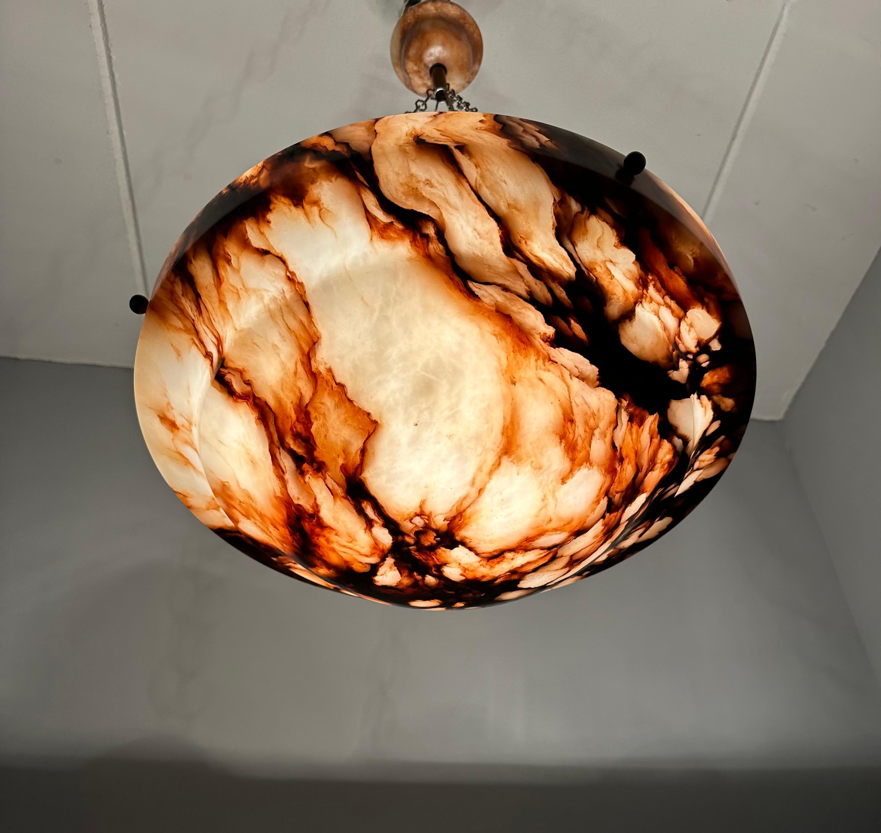 Lampada a sospensione in alabastro antico grande D. A. 19,7Ø