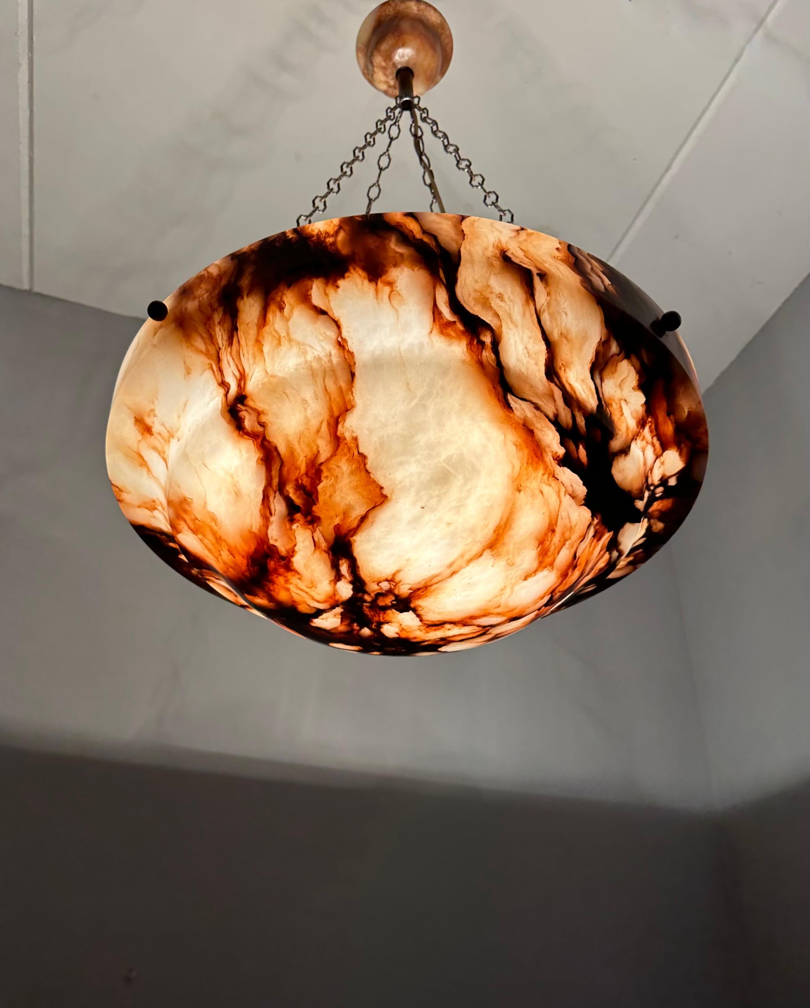 Lampada a sospensione in alabastro antico grande D. A. 19,7Ø