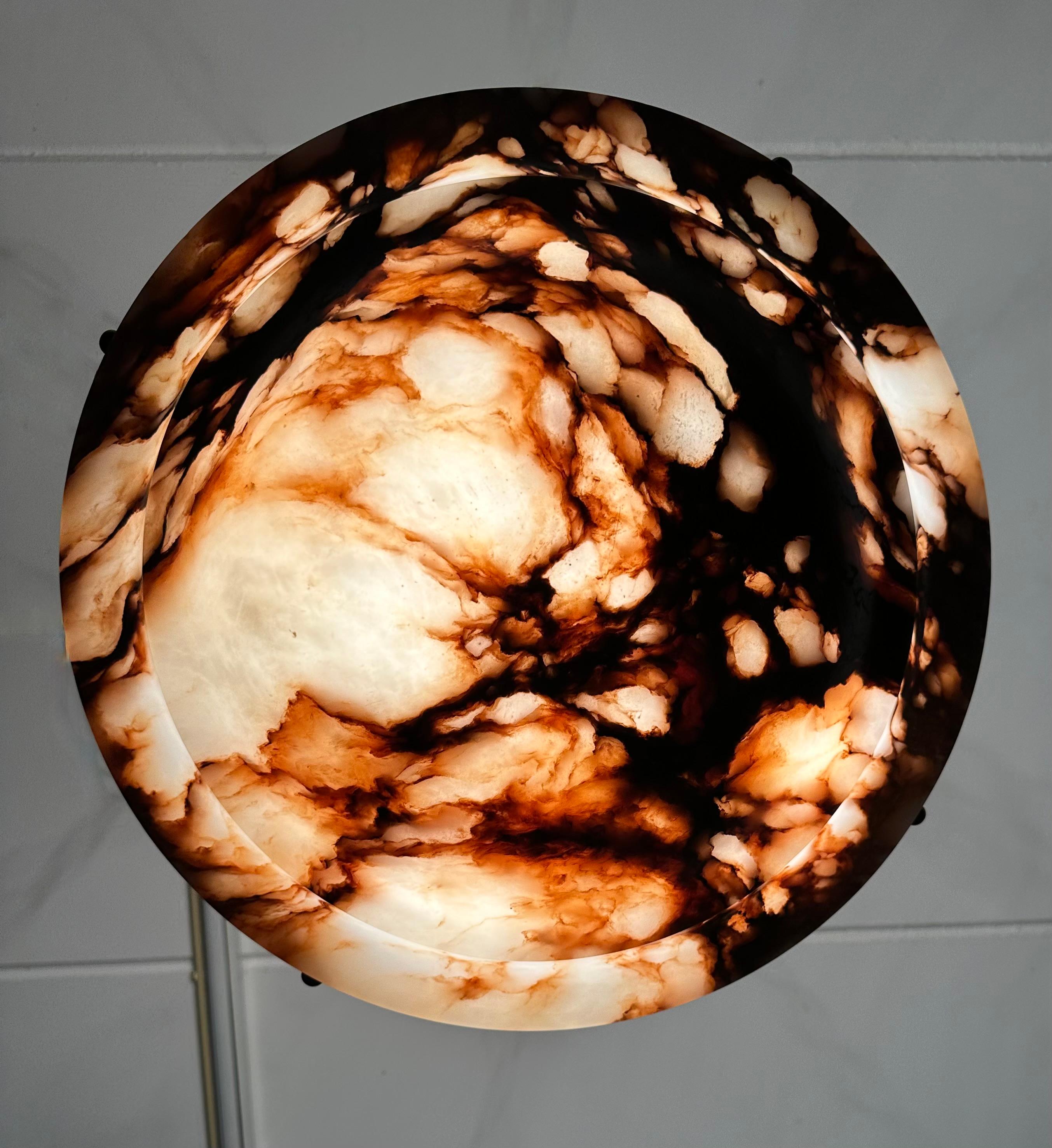 Lampada a sospensione in alabastro antico grande D. A. 19,7Ø