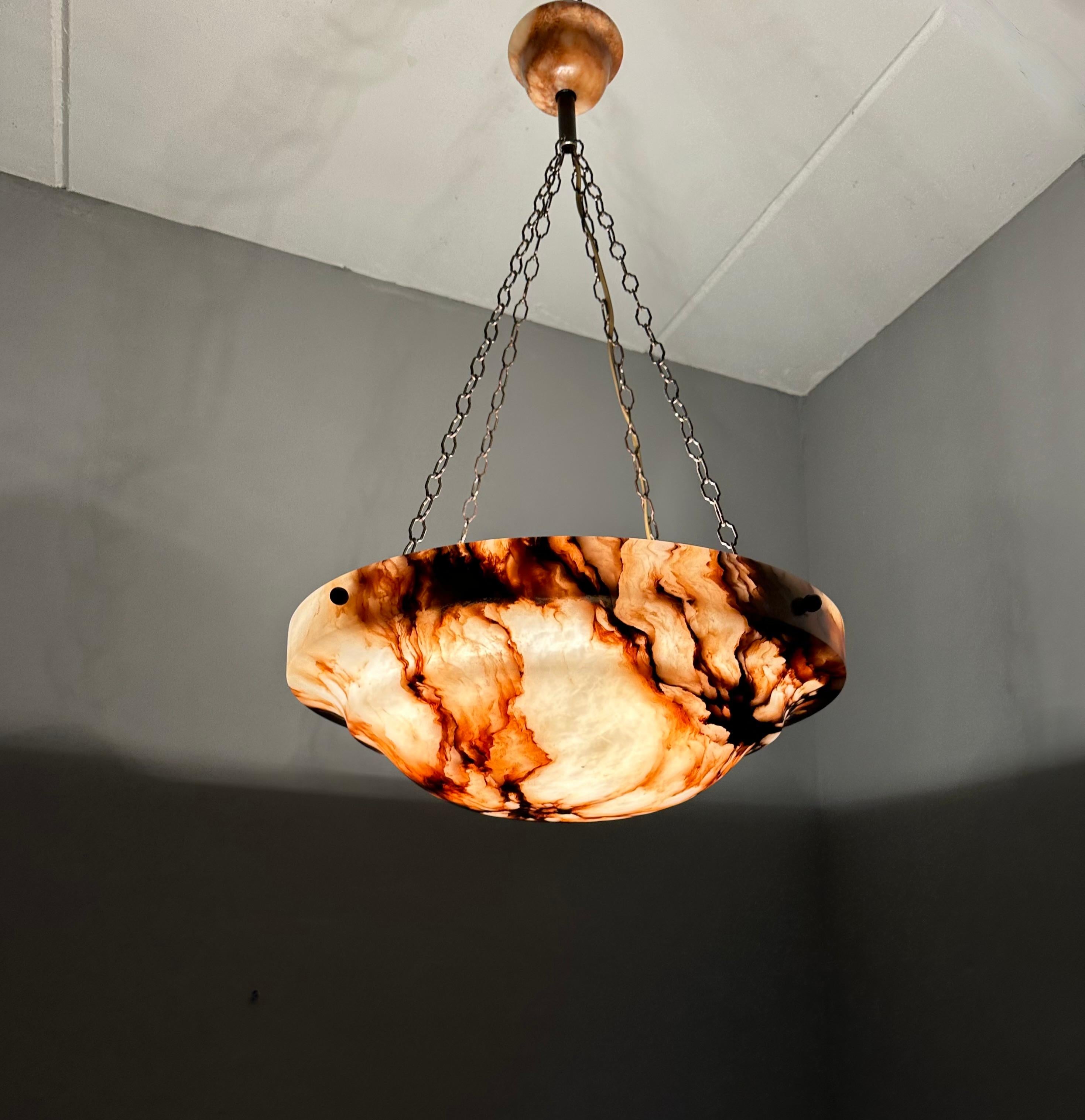 Lampada a sospensione in alabastro antico grande D. A. 19,7Ø