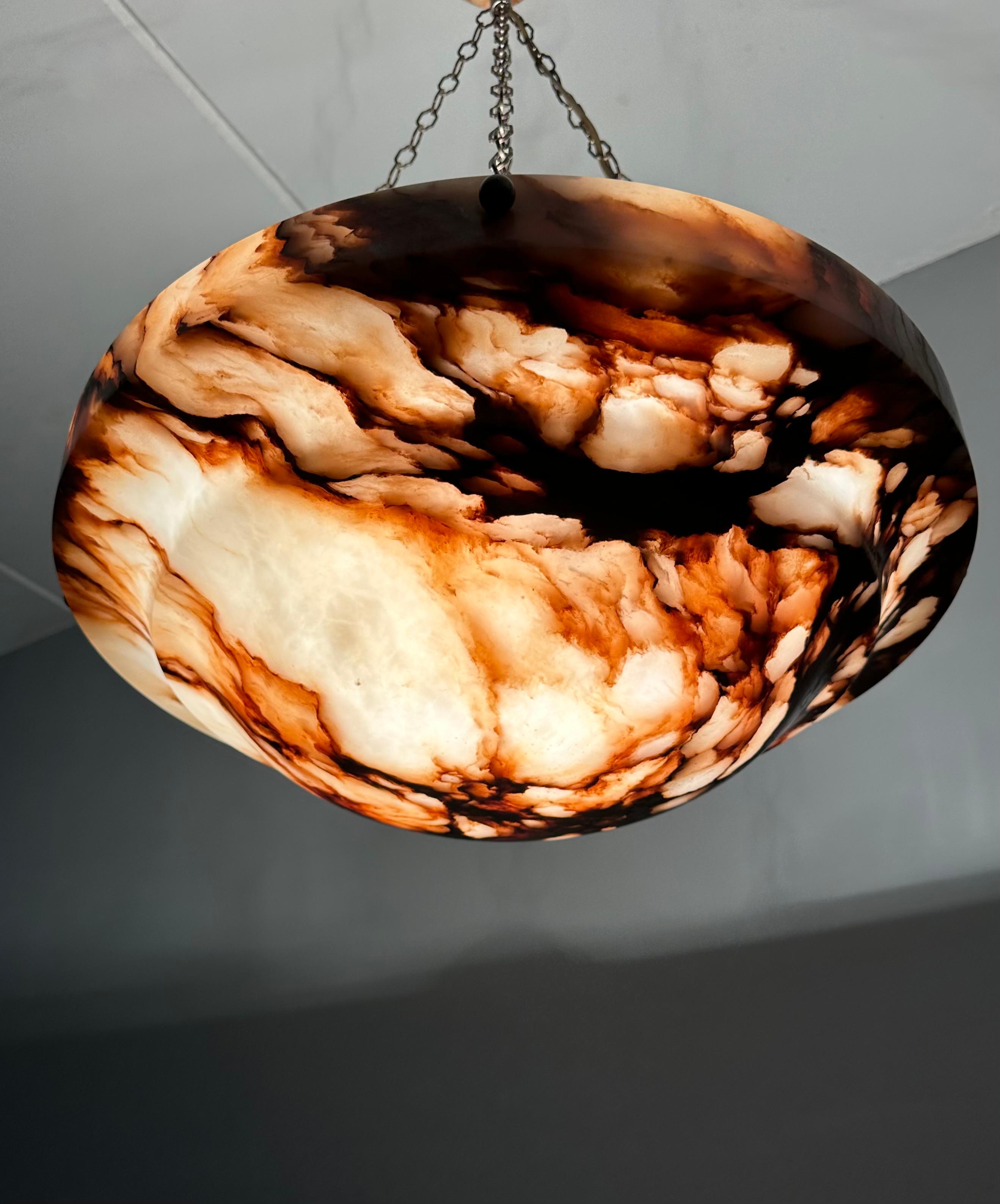 Lampada a sospensione in alabastro antico grande D. A. 19,7Ø
