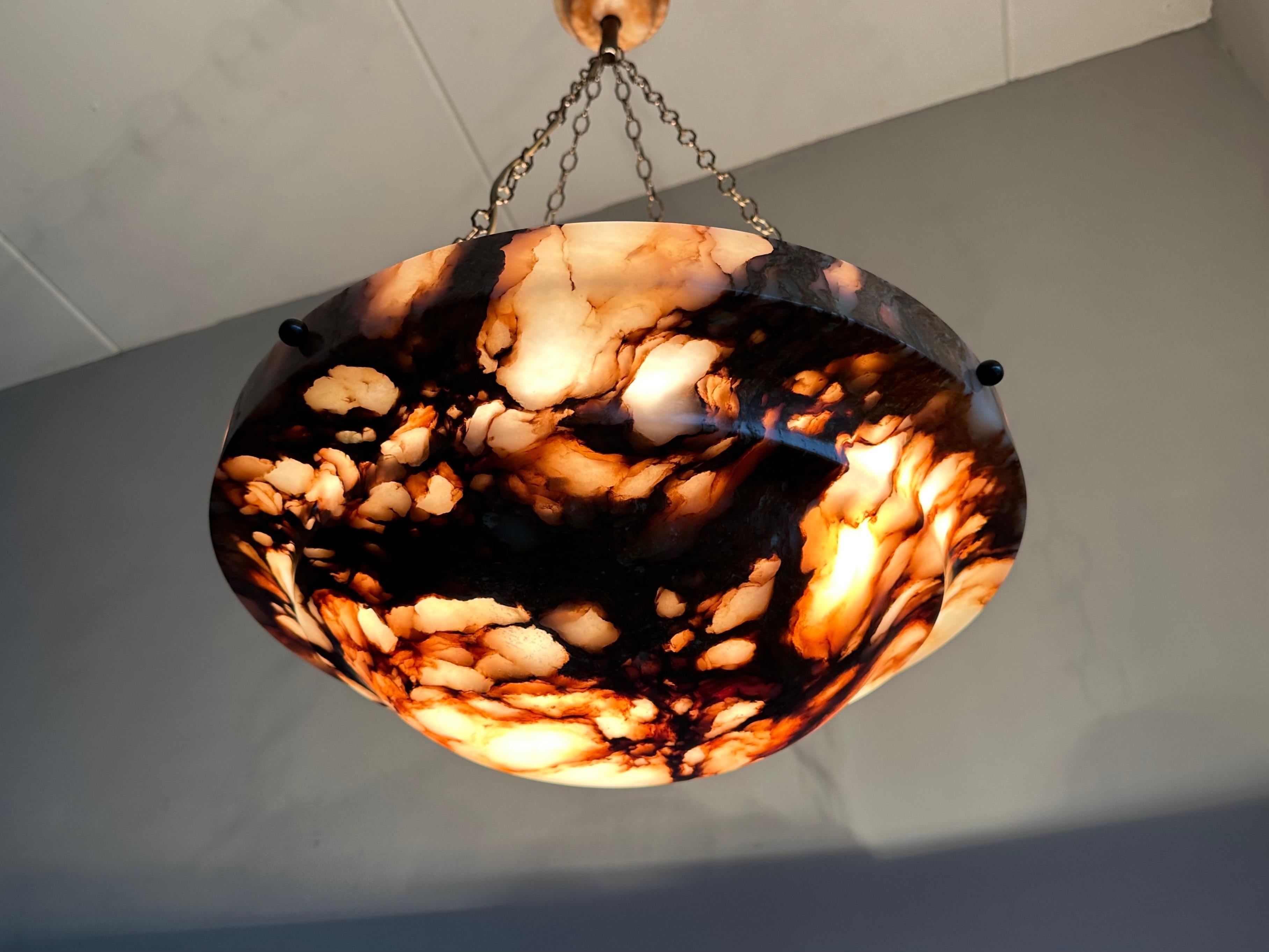 Lampada a sospensione in alabastro antico grande D. A. 19,7Ø