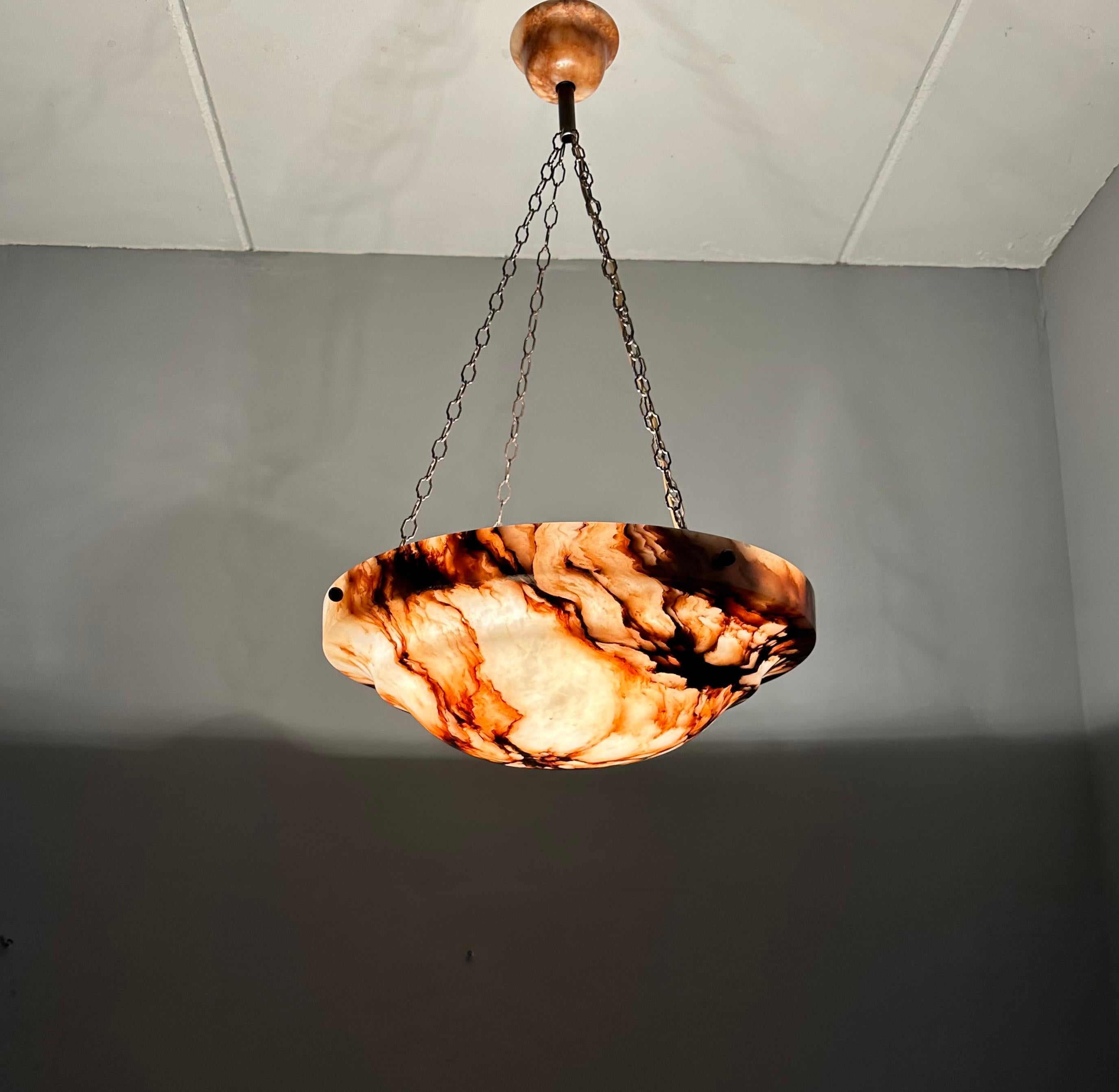 Lampada a sospensione in alabastro antico grande D. A. 19,7Ø
