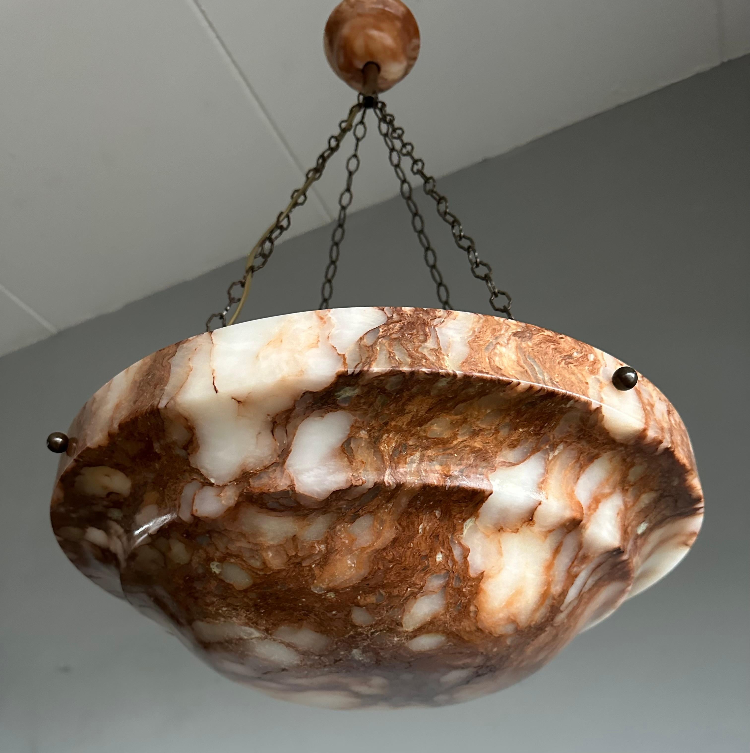 Metallo Lampada a sospensione in alabastro antico grande D. A. 19,7Ø