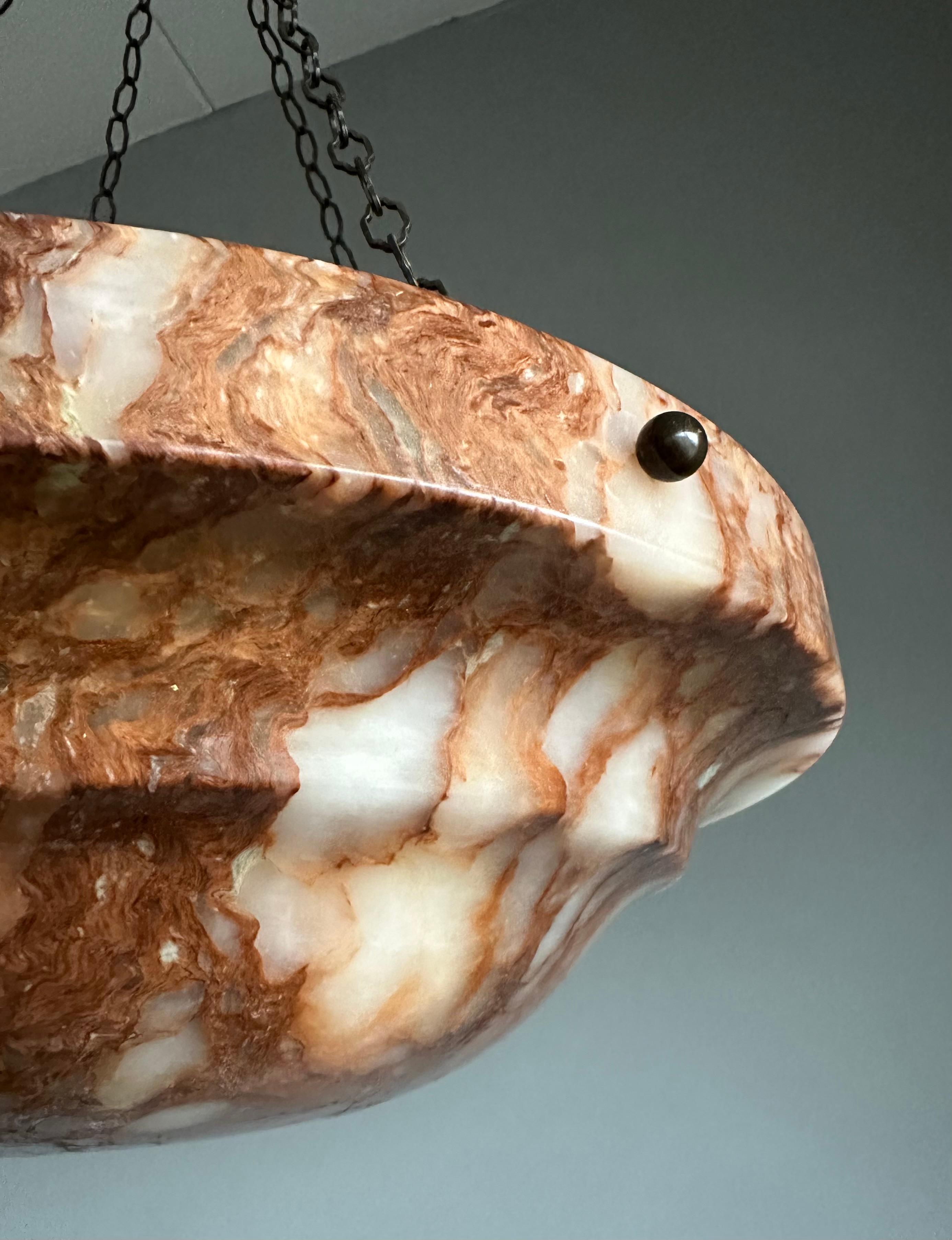 Lampada a sospensione in alabastro antico grande D. A. 19,7Ø