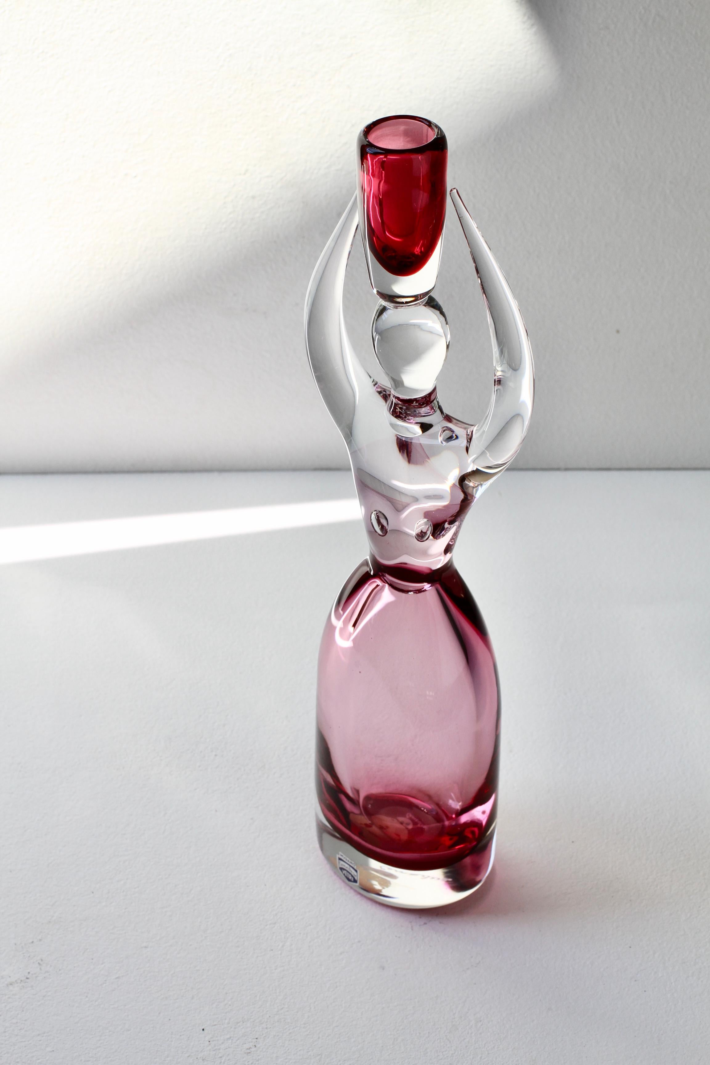 Large Da Ros pour Cenedese Italian Pink Sommerso Murano Glass Sommerso Candlestick Holder en vente 6