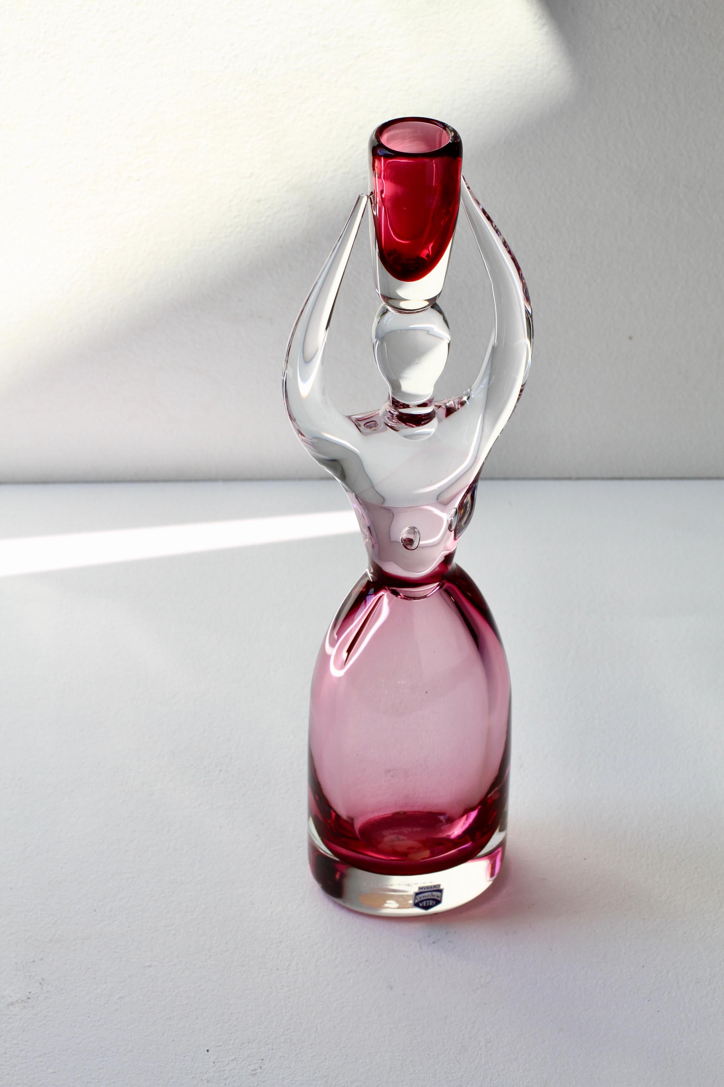 Large Da Ros pour Cenedese Italian Pink Sommerso Murano Glass Sommerso Candlestick Holder en vente 7