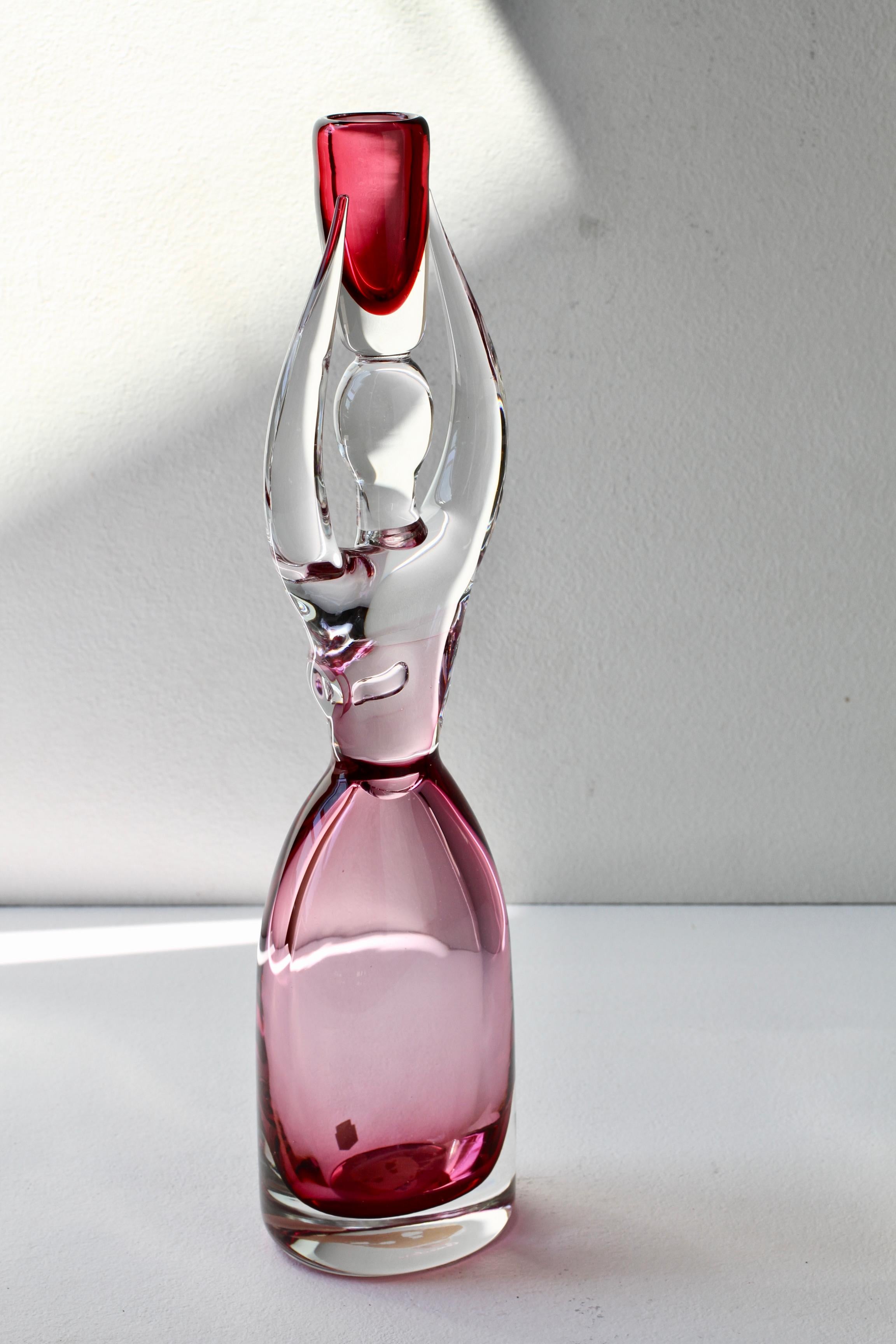 Large Da Ros pour Cenedese Italian Pink Sommerso Murano Glass Sommerso Candlestick Holder en vente 9