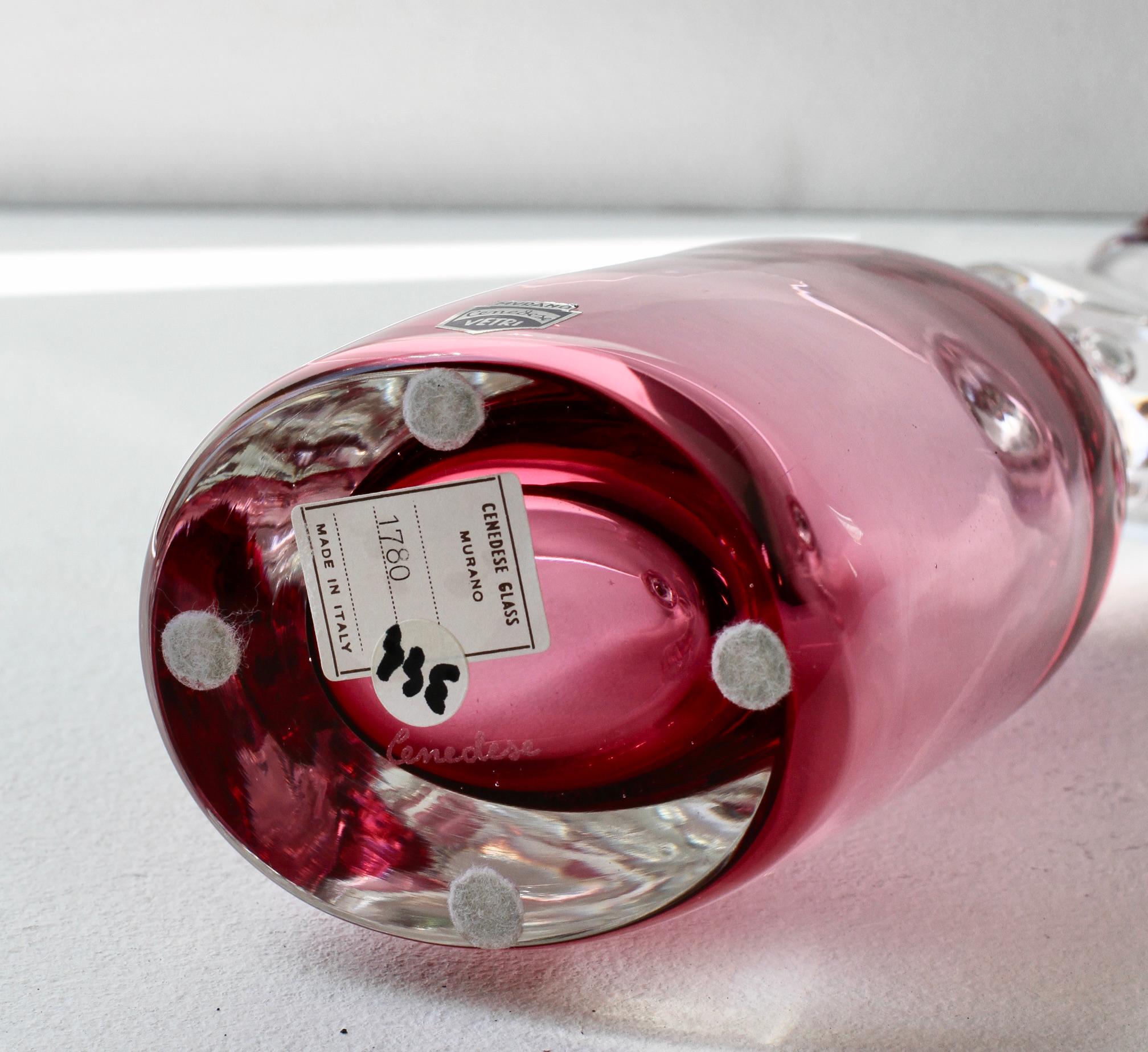 Large Da Ros pour Cenedese Italian Pink Sommerso Murano Glass Sommerso Candlestick Holder en vente 12