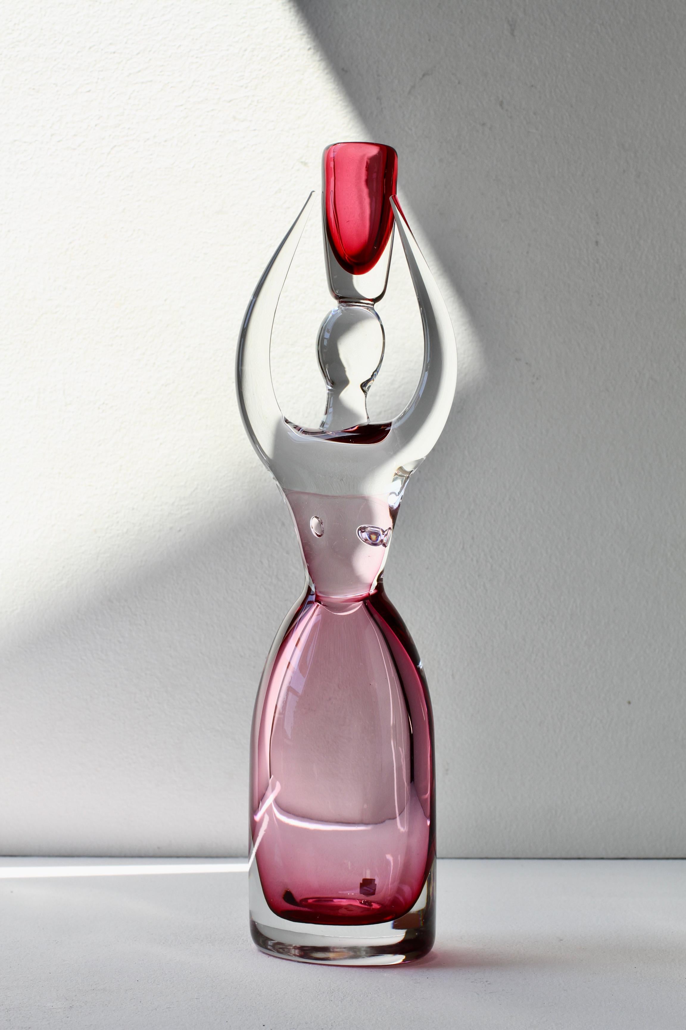 20ième siècle Large Da Ros pour Cenedese Italian Pink Sommerso Murano Glass Sommerso Candlestick Holder en vente