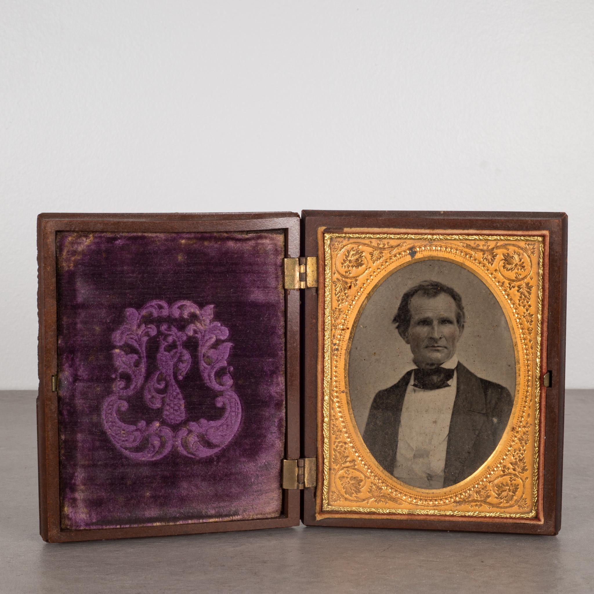 19th Century Large Daguerreotype in Embossed Gutta-Percha Case, c. 1839-1860s