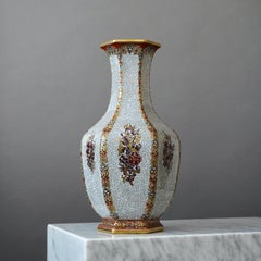 Large Dahl Jensen Crackle Glazed Vase. Copenhagen, Denmark, 1930s