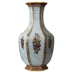 Retro Large Dahl Jensen Crackle Glazed Vase. Copenhagen, Denmark, 1930s