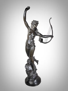 Large Dancing Nymph with Shell Harp" by Marcel Debut 110 cm high