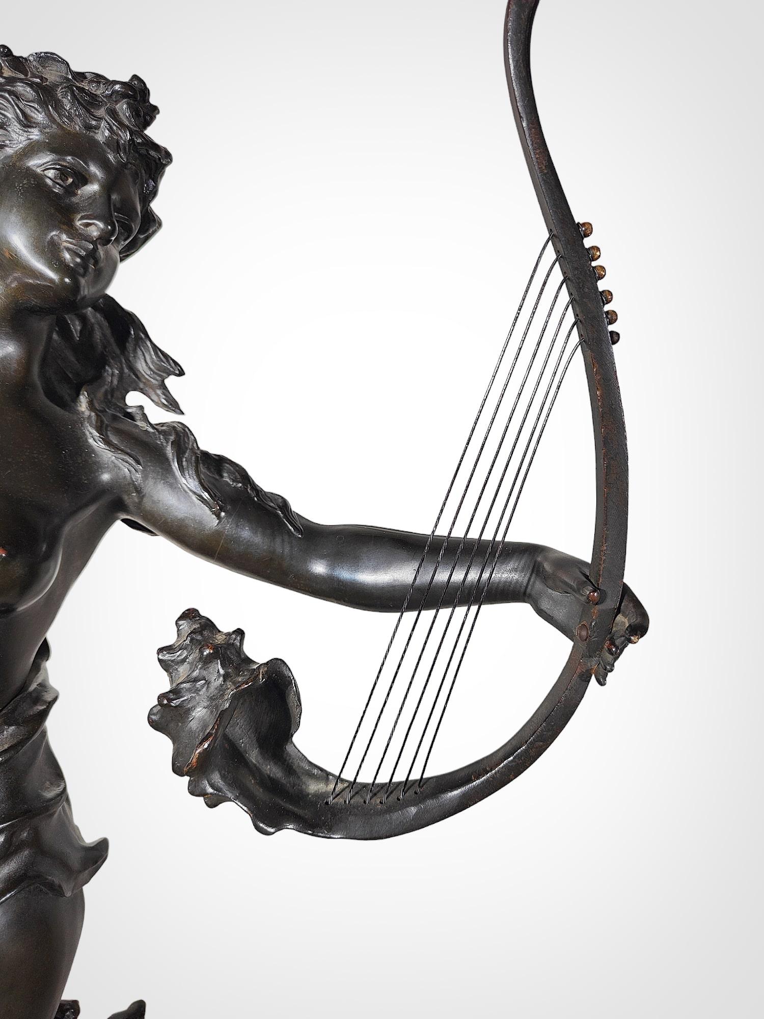 19th Century Large Dancing Nymph with Shell Harp