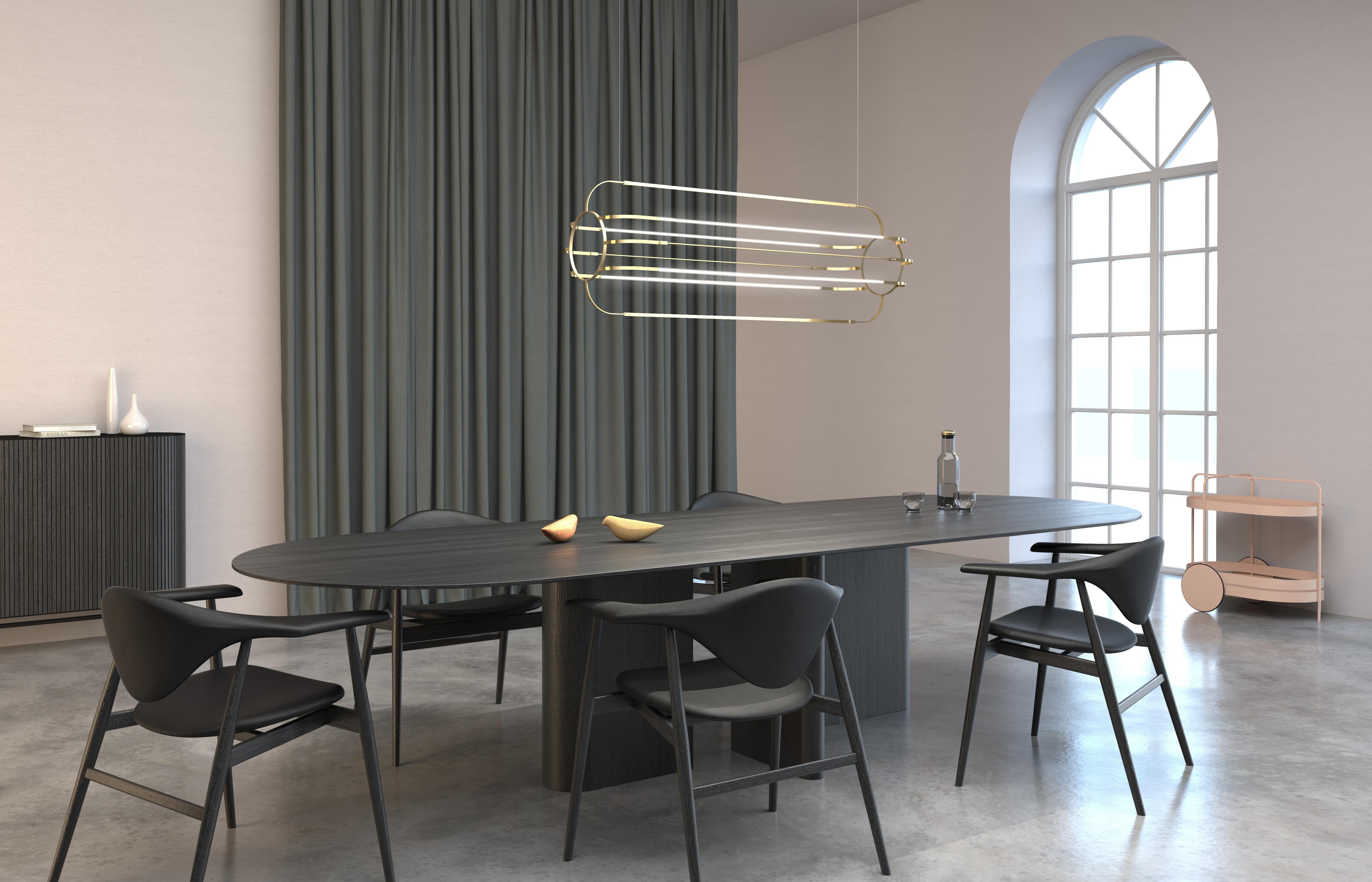 Large Daniel Becker 'Charlotte' brass sculptural chandelier for Moss Objects. Designed by Berlin luminary Daniel Becker, recipient of the prestigious German Design Award in 2019, the creation of the 'Charlotte' was inspired by the remaining traces