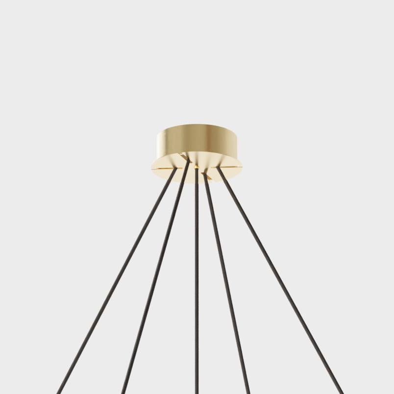 Contemporary Large Daniel Becker 'Emily 5' Chandelier in Brass & Black Frame for Moss Objects For Sale