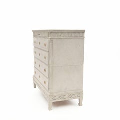 Large Danish 18th Century Louis XVI Chest Of Drawers Light Grey