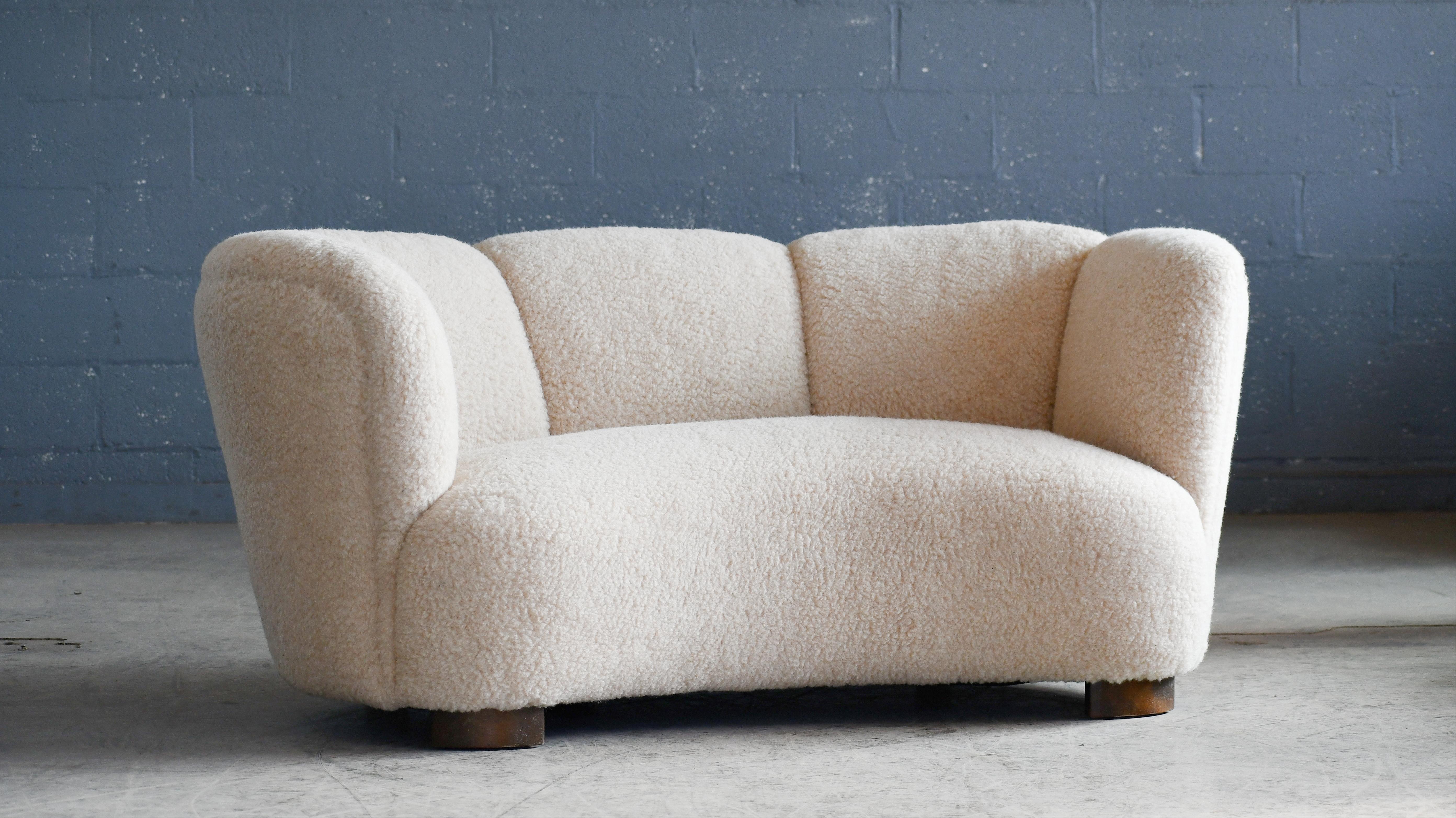 Large Danish 1940s Banana Form Curved Sofa For Sale 2