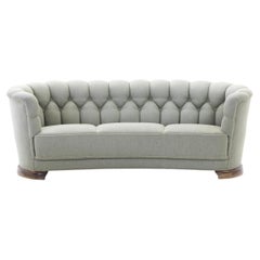 Large Danish 1940s Banana Form Curved Sofa