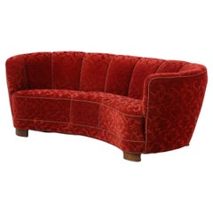 Grande divano danese anni '40 a forma di banana curvo