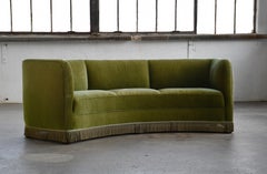 Large Danish 1940s Curved Sofa Model Attr. to Ole Wanscher for Fritz Hansen
