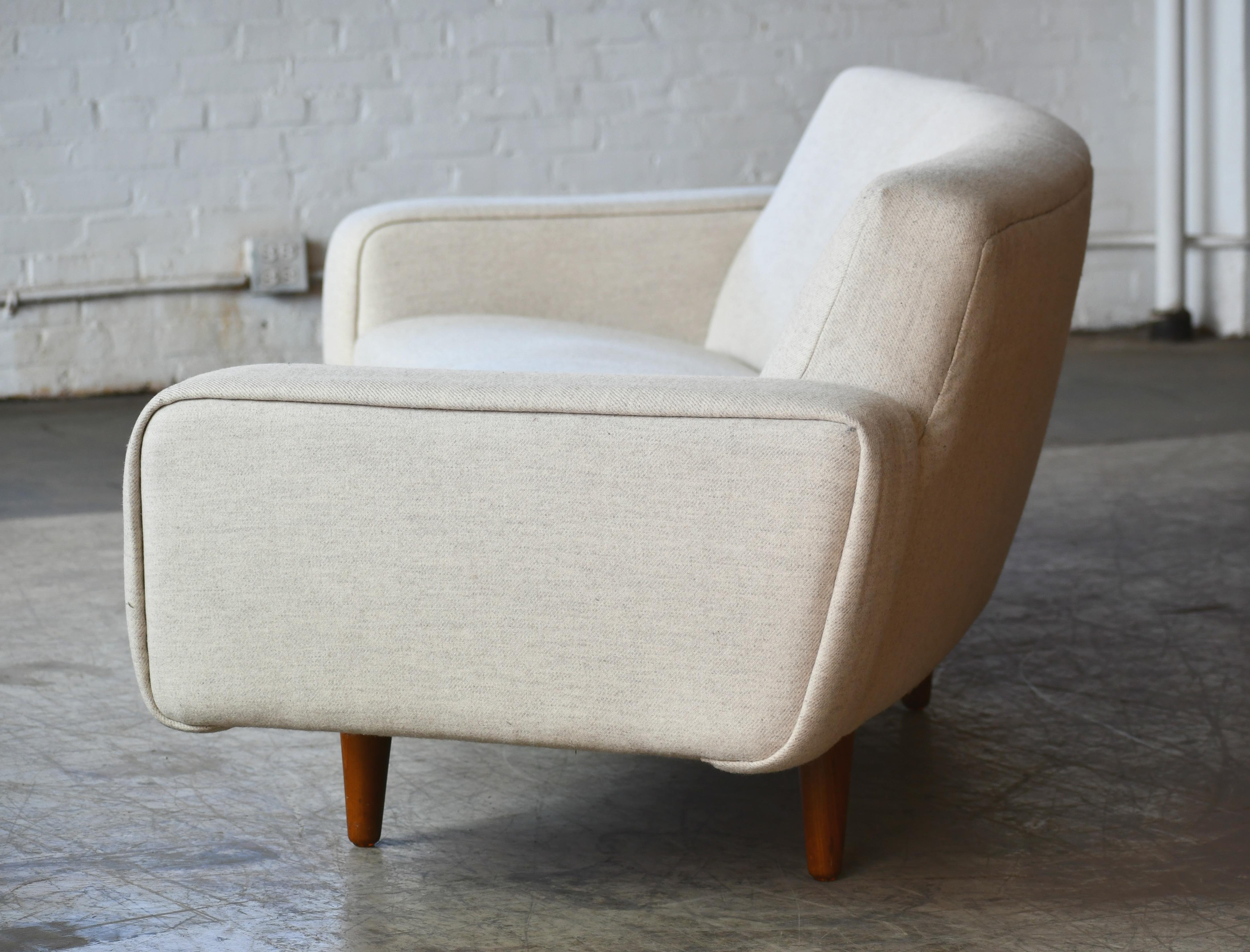 Wool Large Danish 1960s Illum Wikkelso Designed Curved Sofa Model 450 for Aarhus