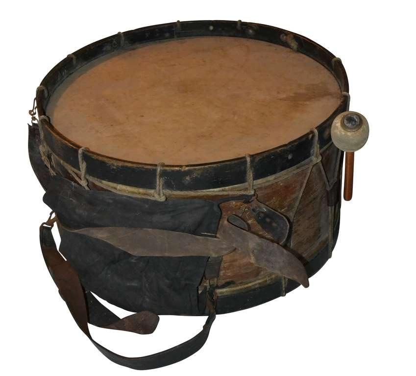Large original painted 19th Century drum with one original stick.