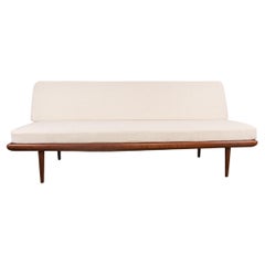Large Danish 3-Seater Sofa in Teak, and New Fabric, Minerva Model by Peter Hvidt