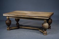 Large Danish Antique Farm Style Draw Leaf Oak Dining Table Seats 14