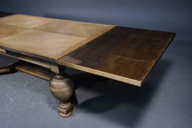 Large Danish Antique Farm Style Draw Leaf Oak Dining Table Seats 14 Baroque Large Danish Antique Farm Style Draw Leaf Oak Dining Table Seats 14 For