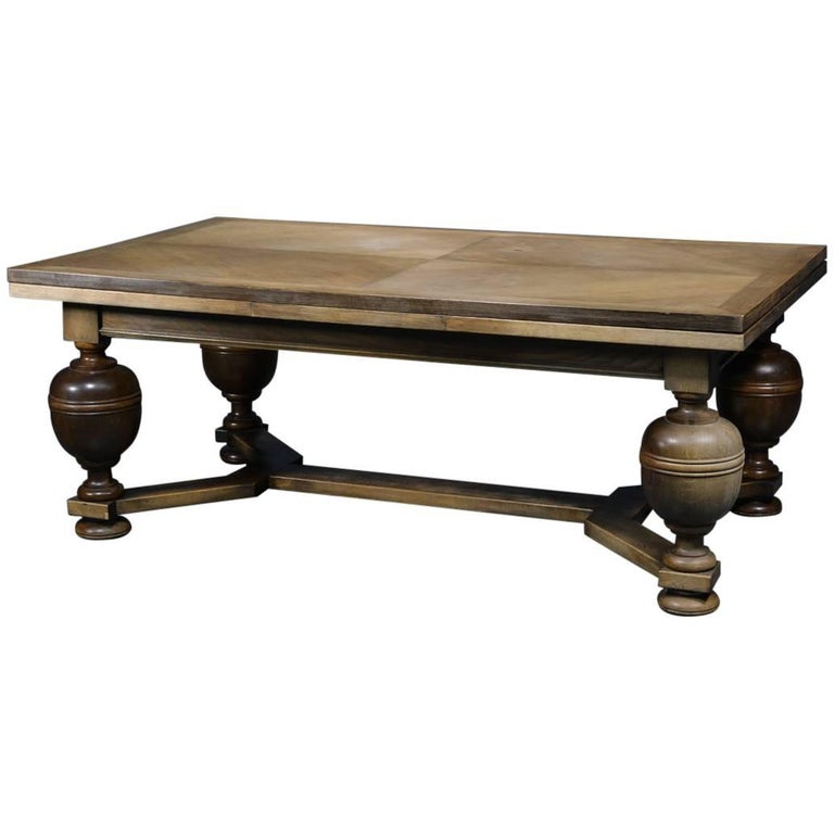 Large Danish Antique Farm Style Draw Leaf Oak Dining Table Large Danish Antique Farm Style Draw Leaf Oak Dining Table