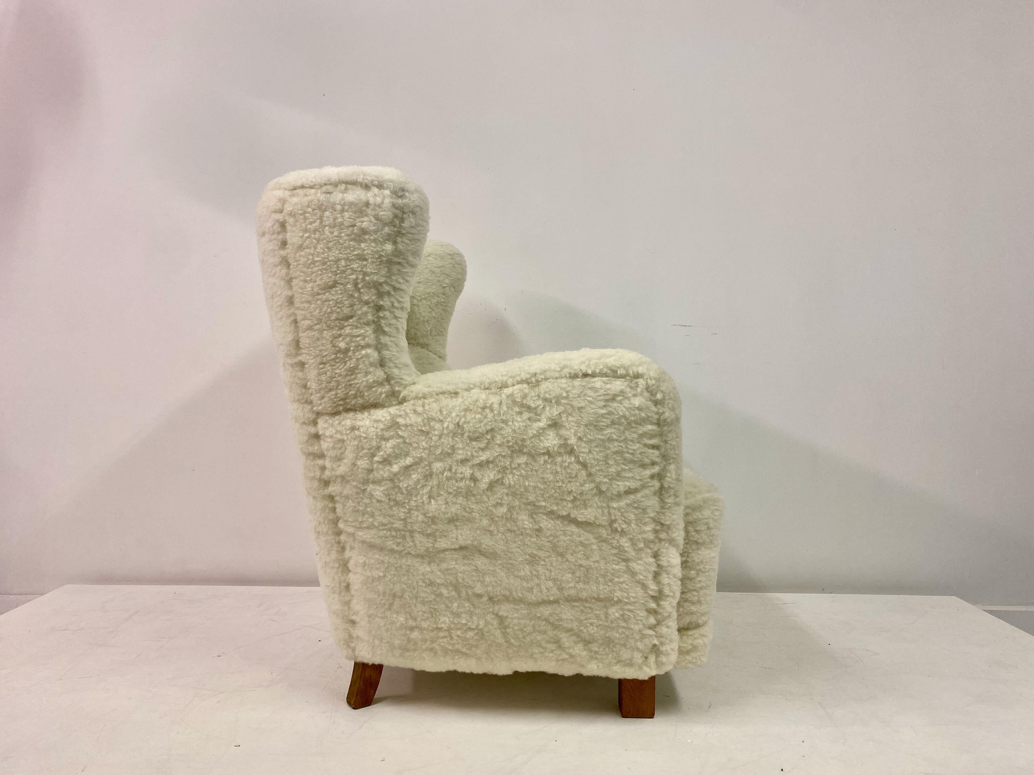 Large Danish Armchair in Lambswool For Sale 4