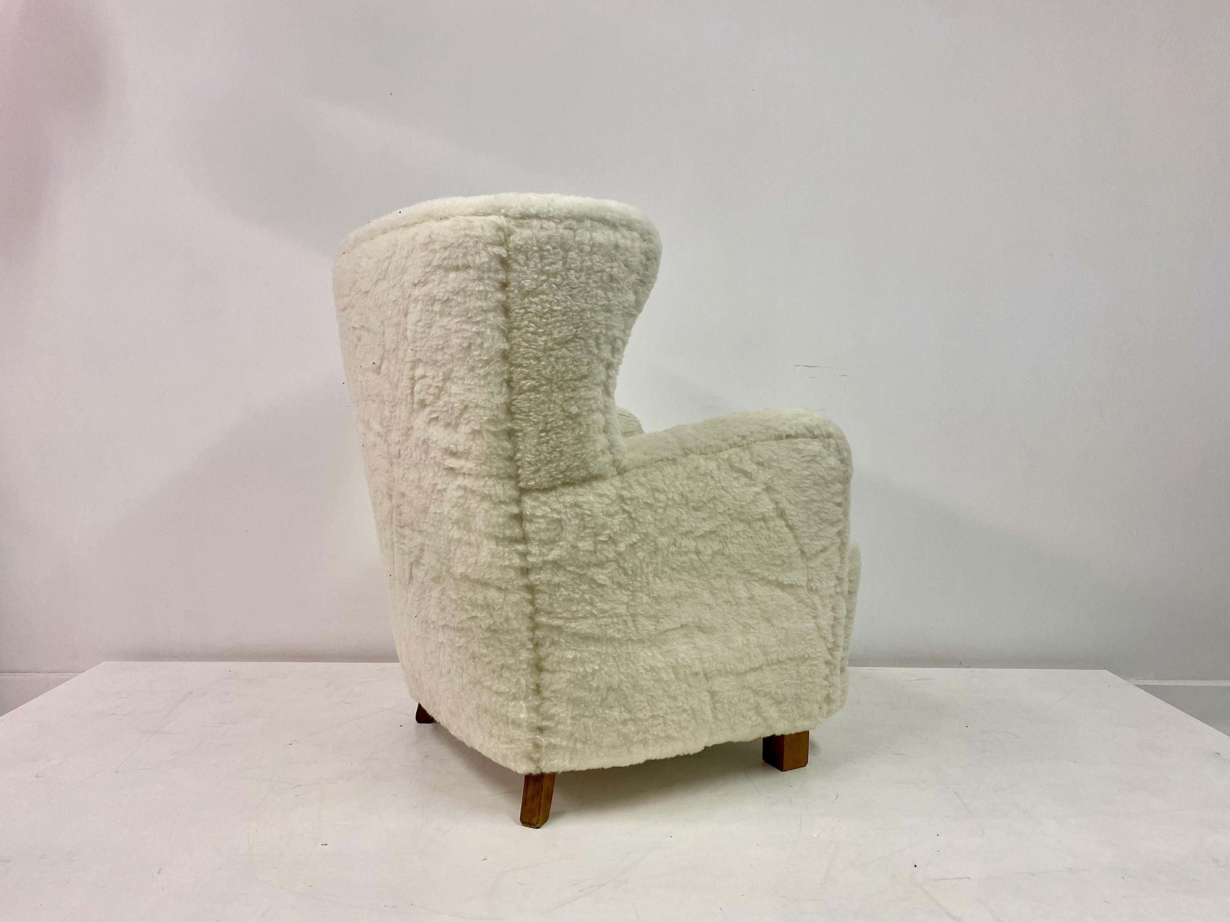Large Danish Armchair in Lambswool For Sale 5