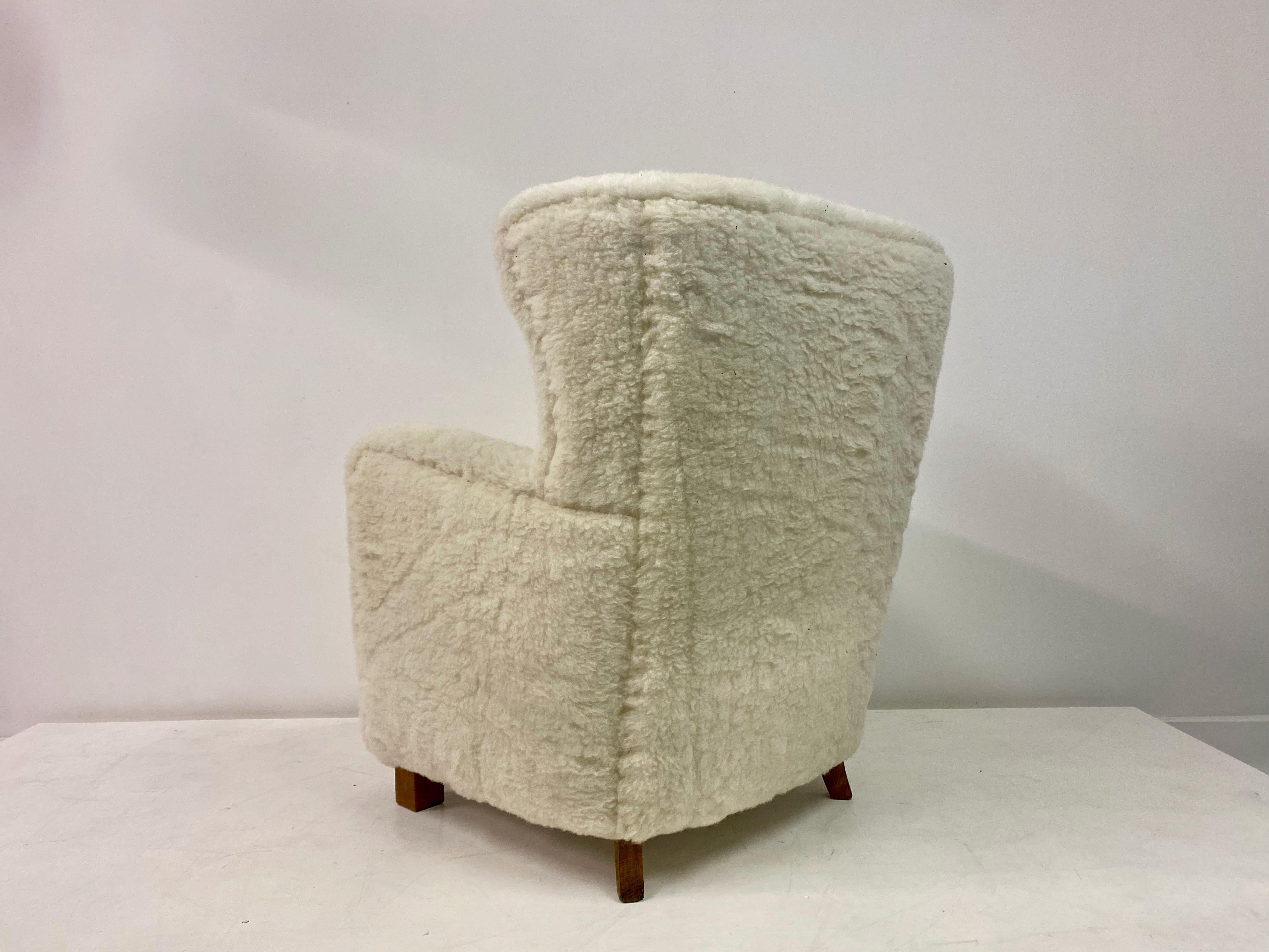 Large Danish Armchair in Lambswool For Sale 6