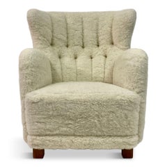 Gran sillón danés de lana de cordero