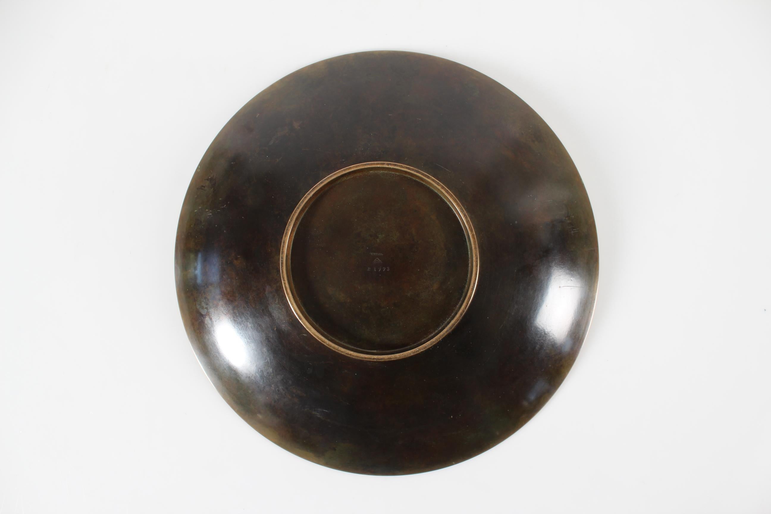 Grand bol bas décoratif danois Art Déco Just Andersen en bronze, années 1930 en vente 3