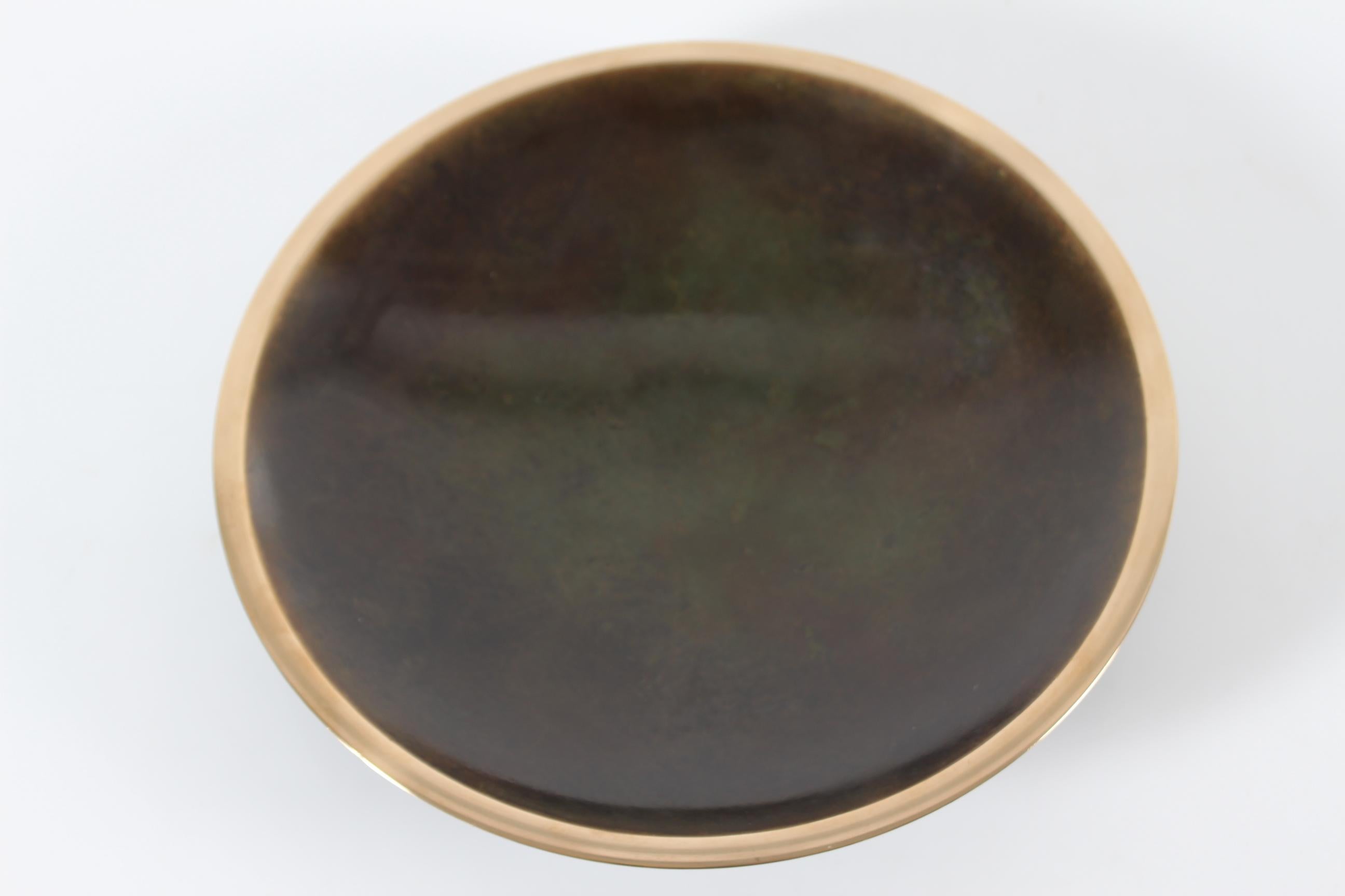 Ferronnerie Grand bol bas décoratif danois Art Déco Just Andersen en bronze, années 1930 en vente