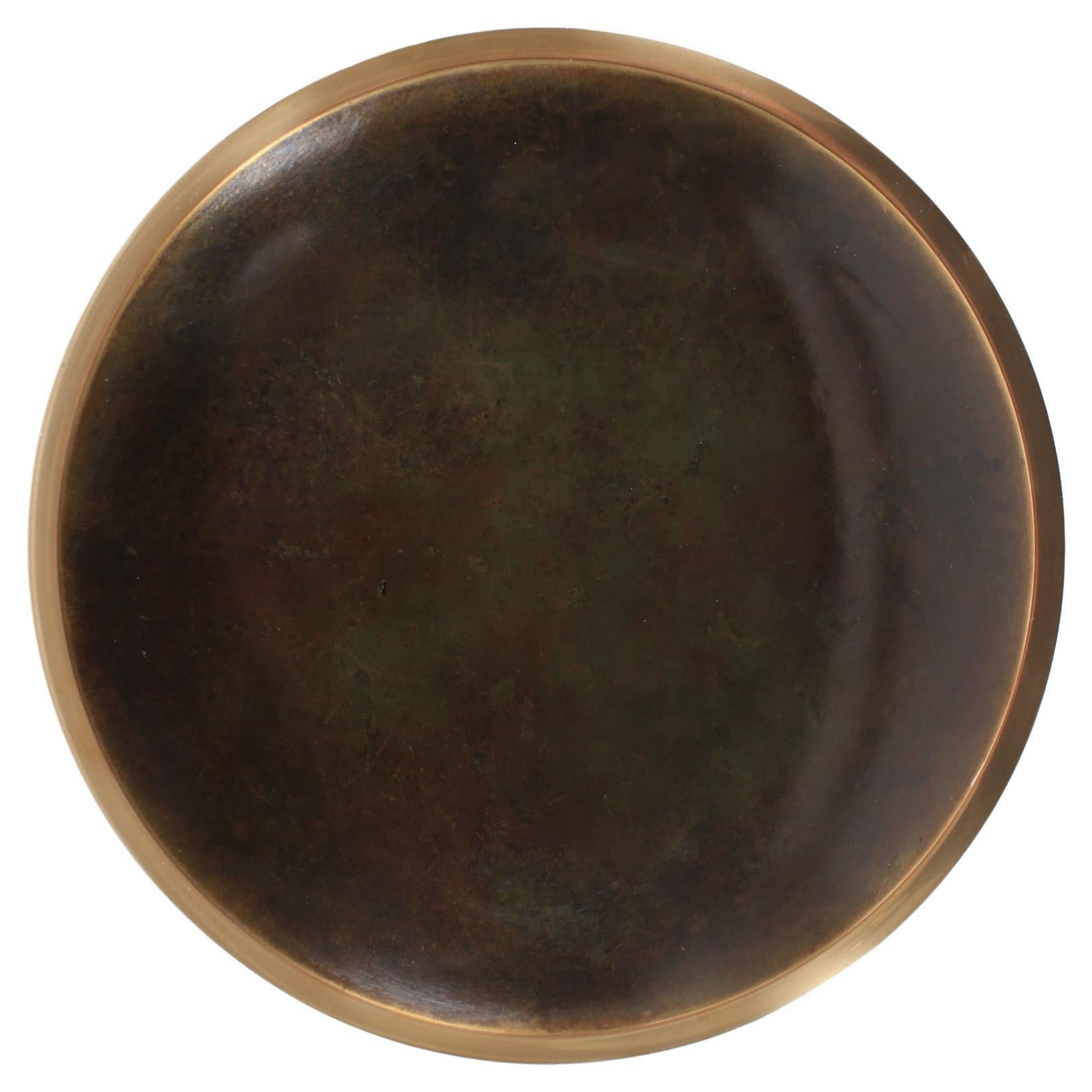 Grand bol bas décoratif danois Art Déco Just Andersen en bronze, années 1930
