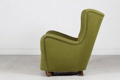 Large Danish Art Deco Lounge Chair Fritz Hansen Style, 1940s for Reupholstery