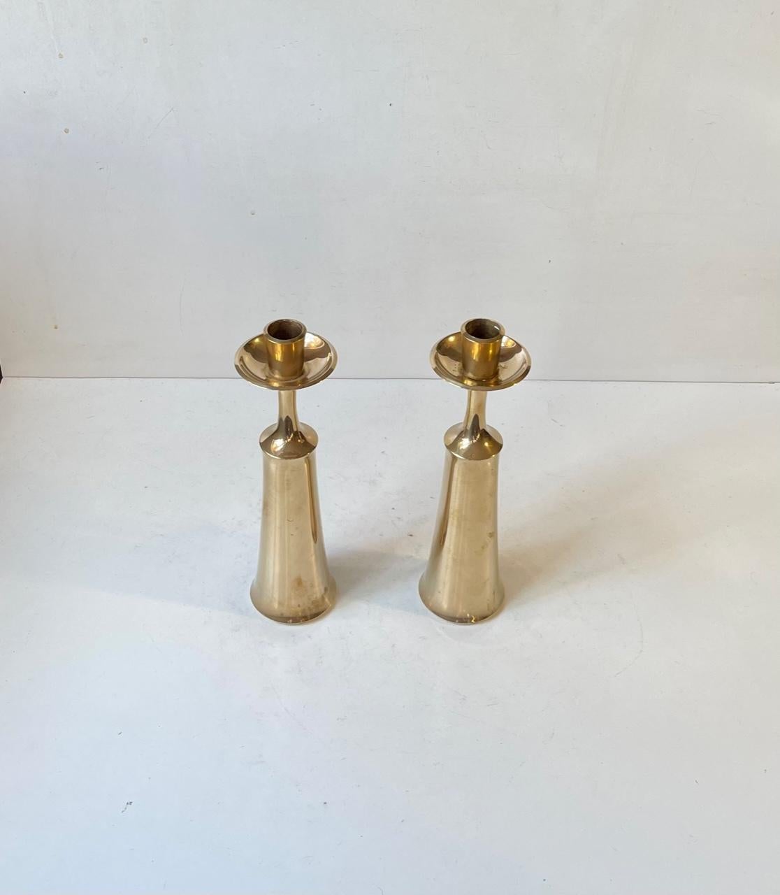 Mid-Century Modern Large Danish Brass Candlesticks by Jens Harald Quistgaard, IHQ, 1960s For Sale