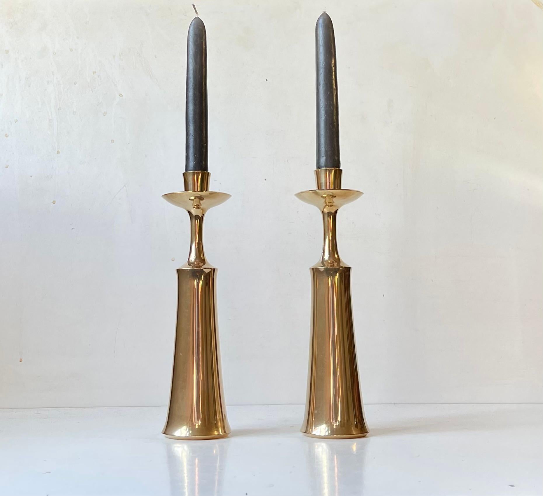 Large Danish Brass Candlesticks by Jens Harald Quistgaard, IHQ, 1960s In Good Condition For Sale In Esbjerg, DK