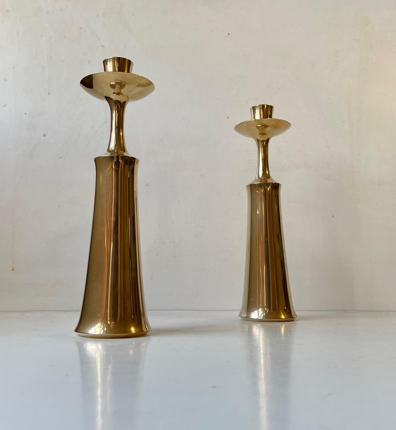 Mid-20th Century Large Danish Brass Candlesticks by Jens Harald Quistgaard, IHQ, 1960s For Sale