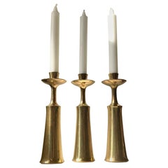 Large Danish Brass Candlesticks by Jens Harald Quistgaard, IHQ, 1960s, Set of 3
